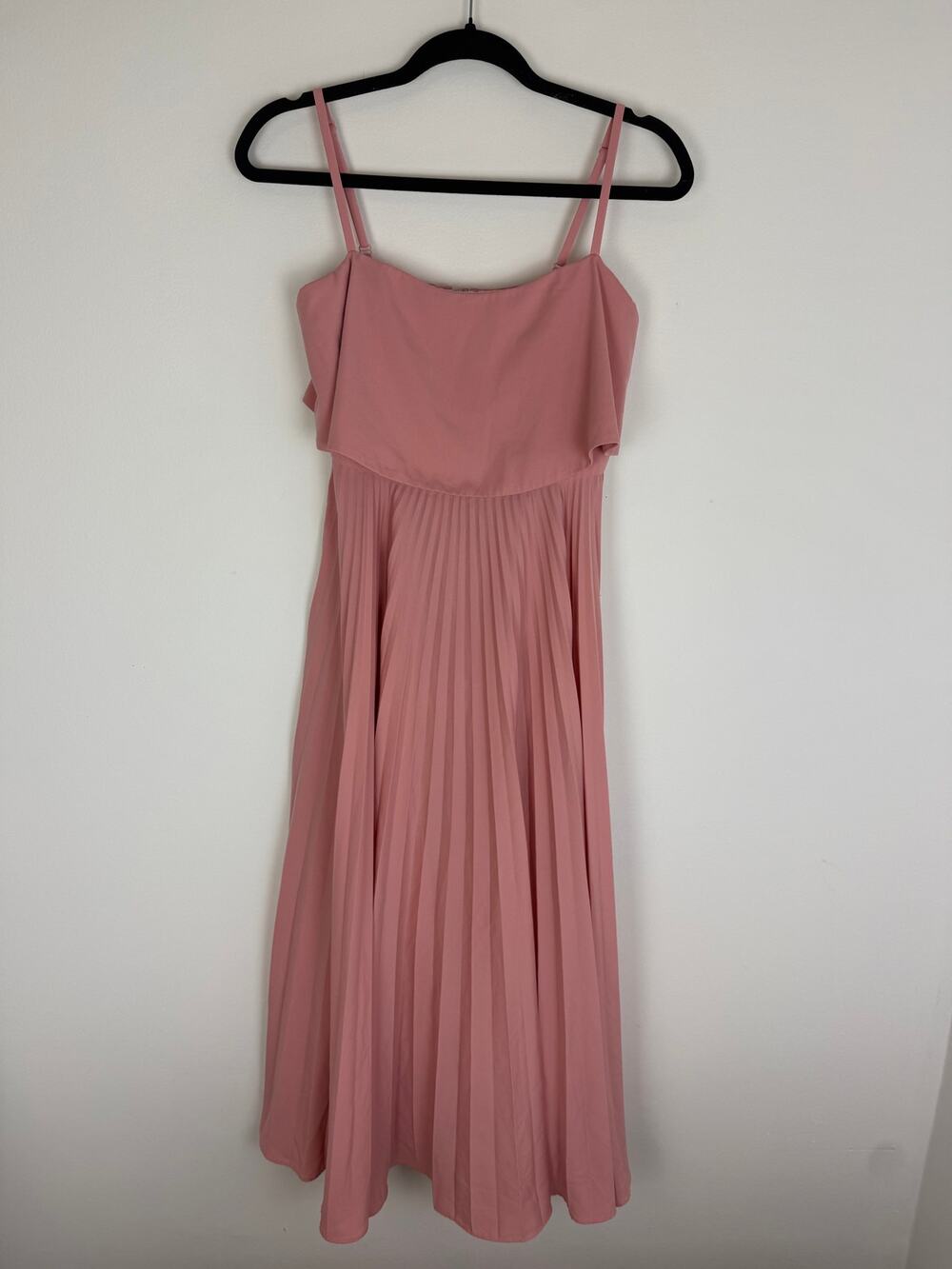 Jill Stuart Womens Spaghetti Strap Lined Pleated Flowy Midi Blush Pink Dress 2